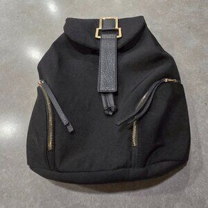 CO-LAB Women's Black Vegan Leather Drawstring Backpack - Size Large